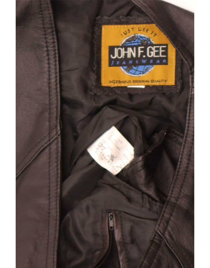 Colete de couro masculino John F Gee grande preto