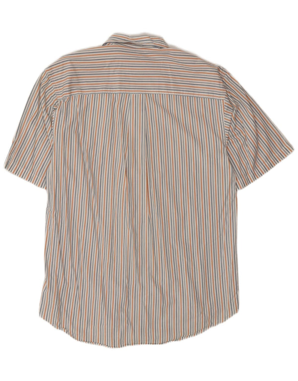 Camisa masculina de manga curta Izod de algodão listrado branco médio