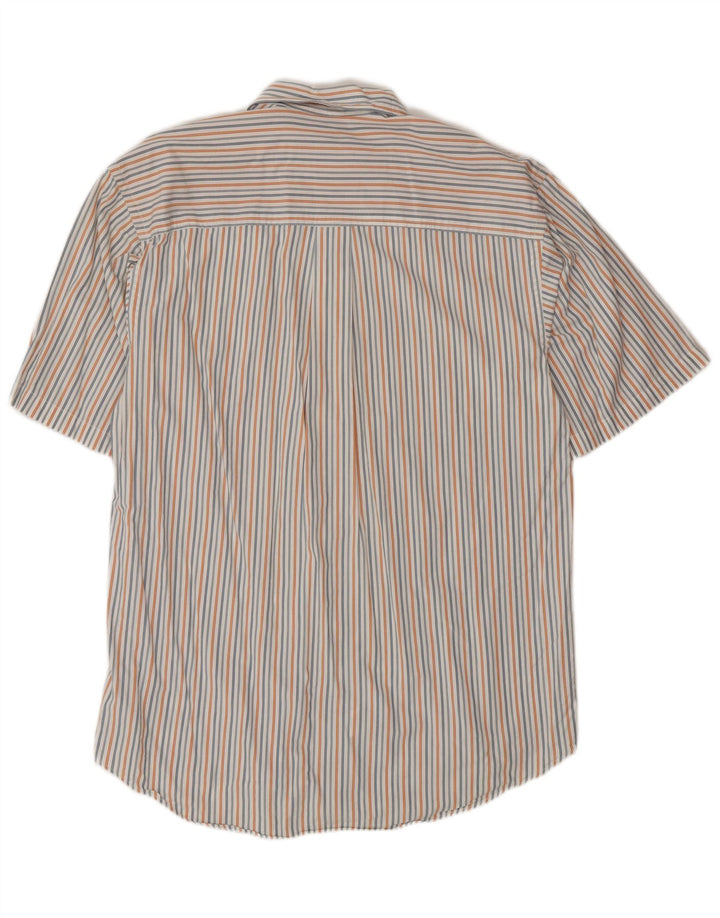 Camisa masculina de manga curta Izod de algodão listrado branco médio