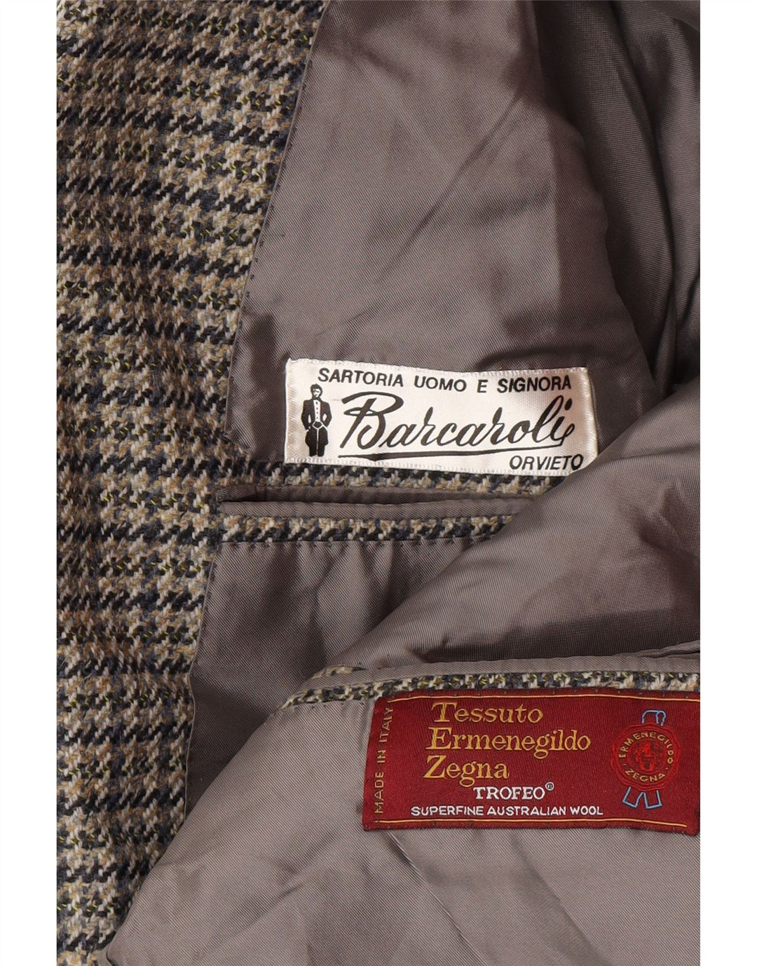 Ermenegildo Zegna Jaqueta blazer masculina de 2 botões UK 40 cinza médio Houndstooth