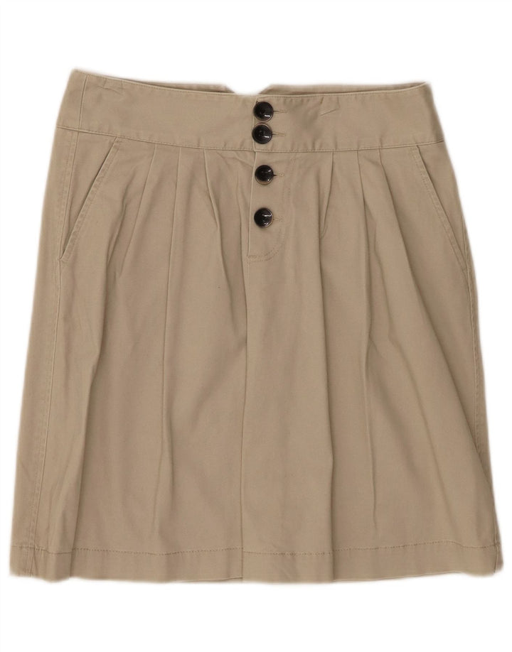 Mini saia feminina BENETTON IT 40 pequena W28 algodão bege
