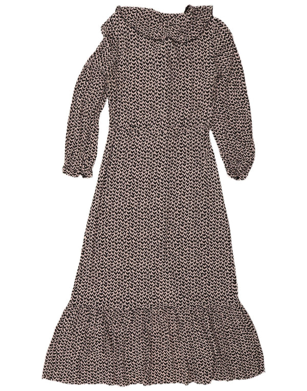 Vestido maxi feminino com padrão abstrato Whisper Reino Unido 10 viscose rosa pequeno