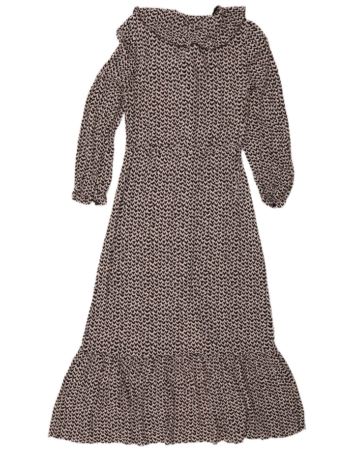 Vestido maxi feminino com padrão abstrato Whisper Reino Unido 10 viscose rosa pequeno