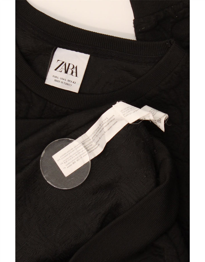 Zara moletom masculino jumper grande preto floral poliéster