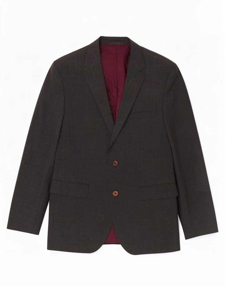 Jaqueta Blazer Masculina Hugo Boss com 2 Botões EU 48 Lã Virgem Cinza Médio