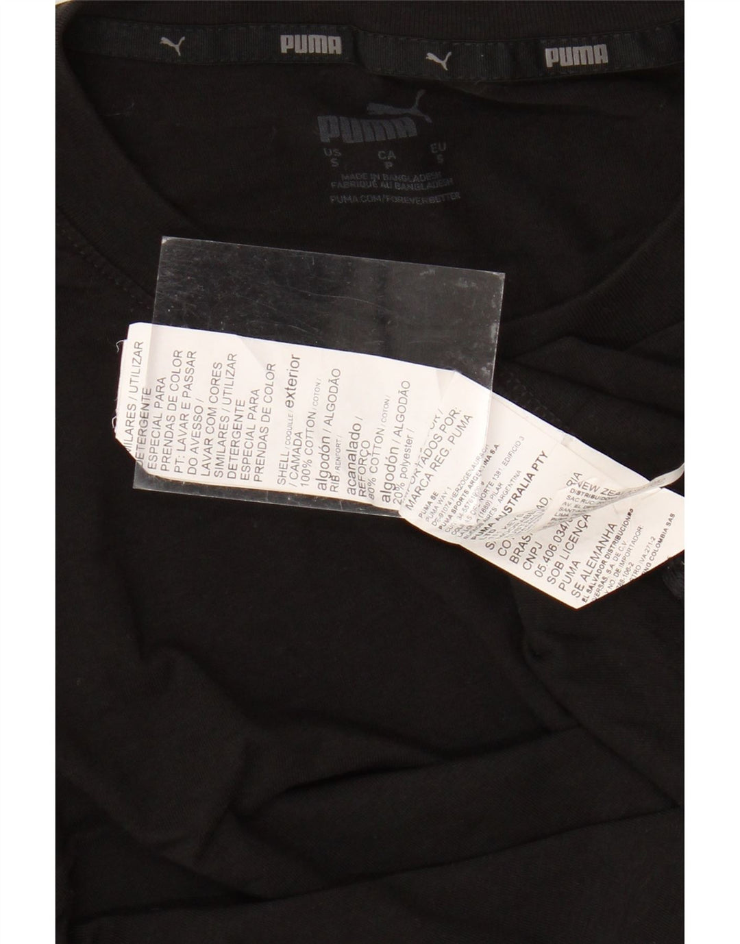 PUMA Mens Graphic Top Manga Longa Pequeno Algodão Preto