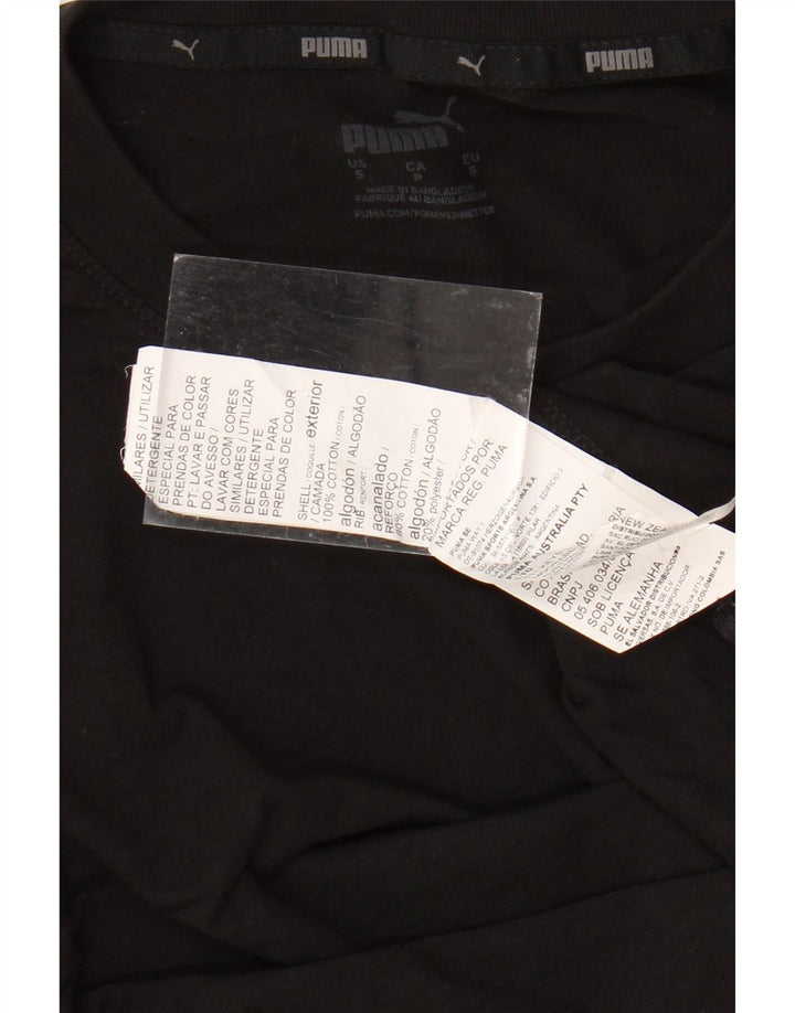PUMA Mens Graphic Top Manga Longa Pequeno Algodão Preto
