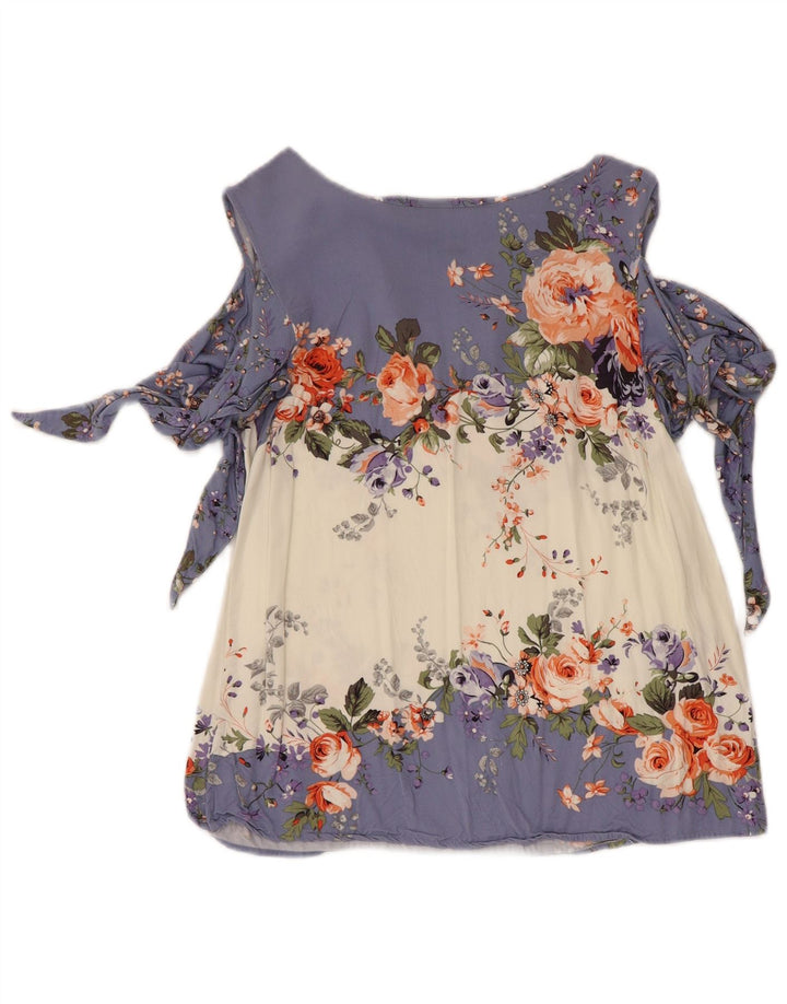 Blusa feminina sem mangas Oasis UK 8 pequena viscose floral multicolorida