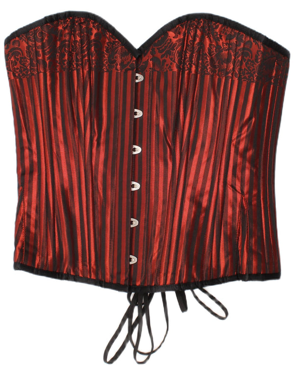 Top espartilho feminino vintage poliéster listrado vermelho médio