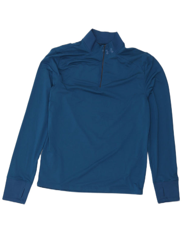 Under Armour Mens Zip Neck Pulôver Treino Top Médio Azul