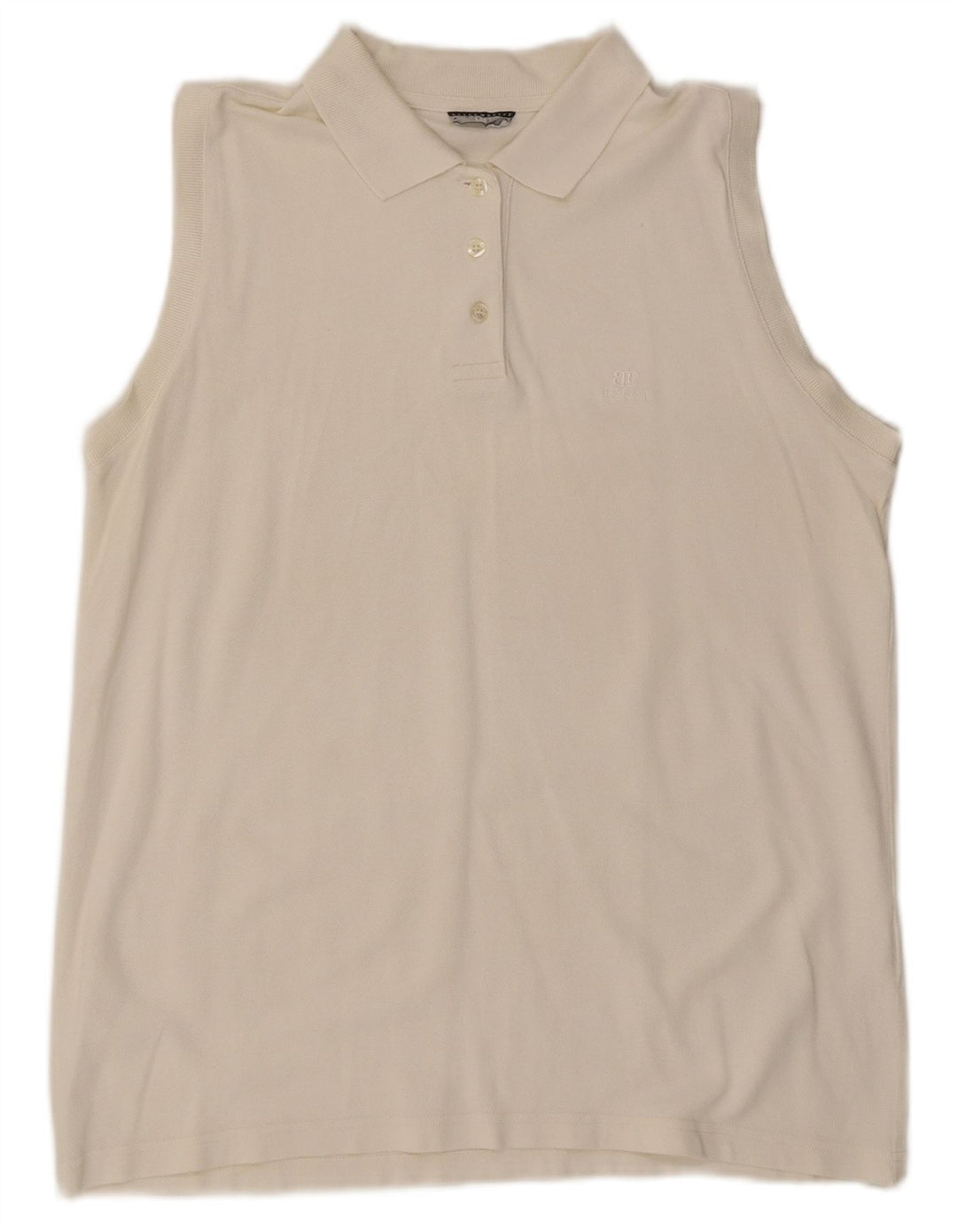 Belfe Camisa polo feminina sem mangas XL algodão branco