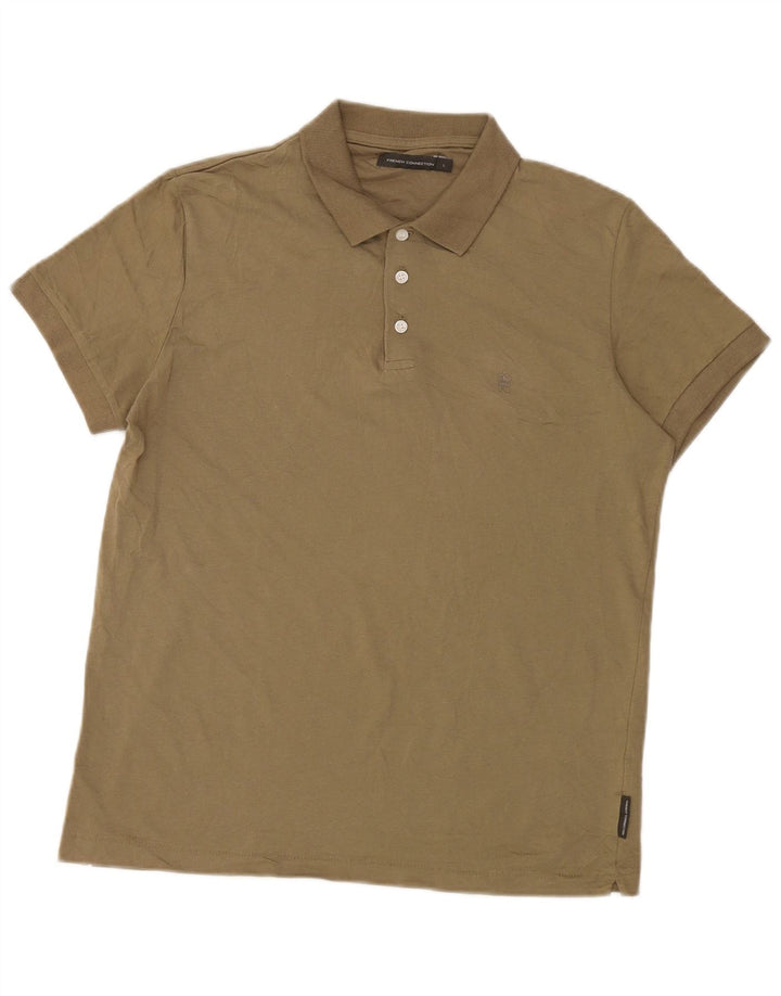 Camisa polo masculina French Connection grande algodão cáqui