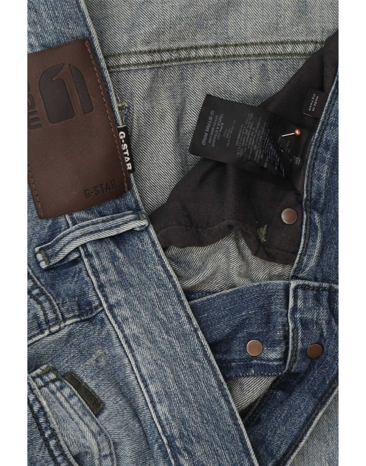 Calça jeans reta masculina G-Star desgastada W32 L32 algodão azul