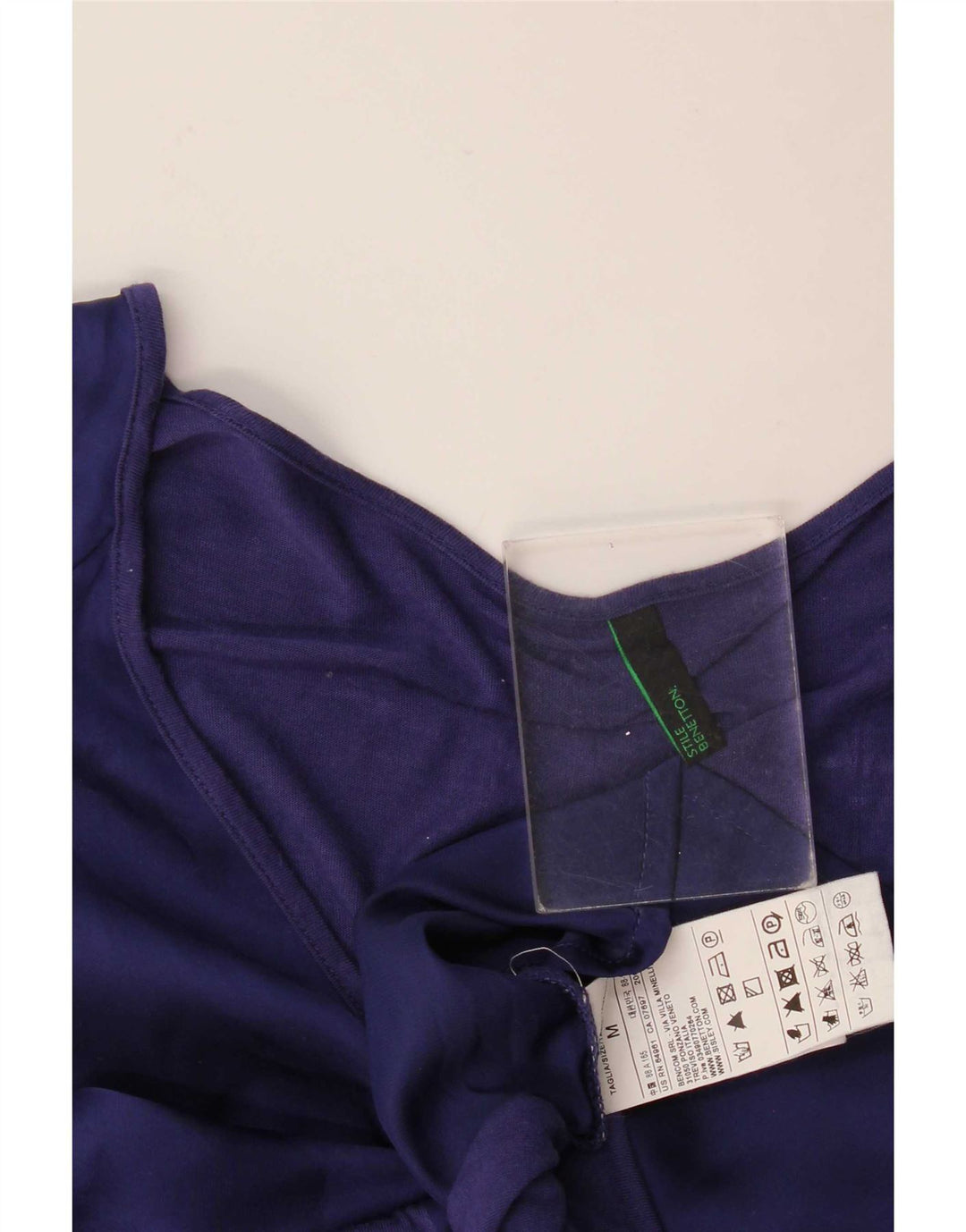 Vestido básico feminino Benetton com ajuste relaxado Reino Unido 14 médio azul marinho viscose