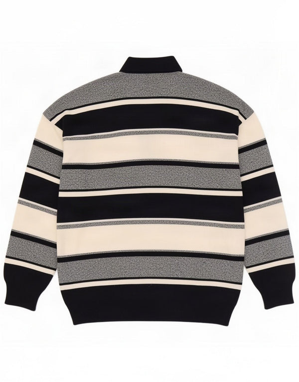 Navigare Mens Polo Neck Jumper Sweater 2XL Black Colourblock Cotton