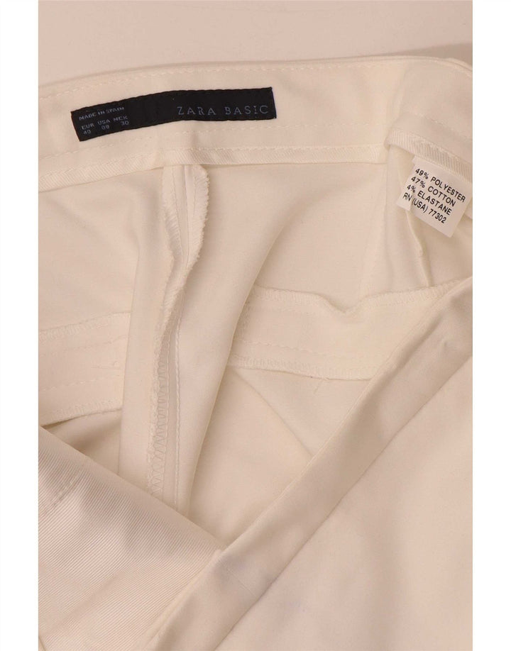 Calça cortada feminina Zara EU 40 médio W30 L24 poliéster branco