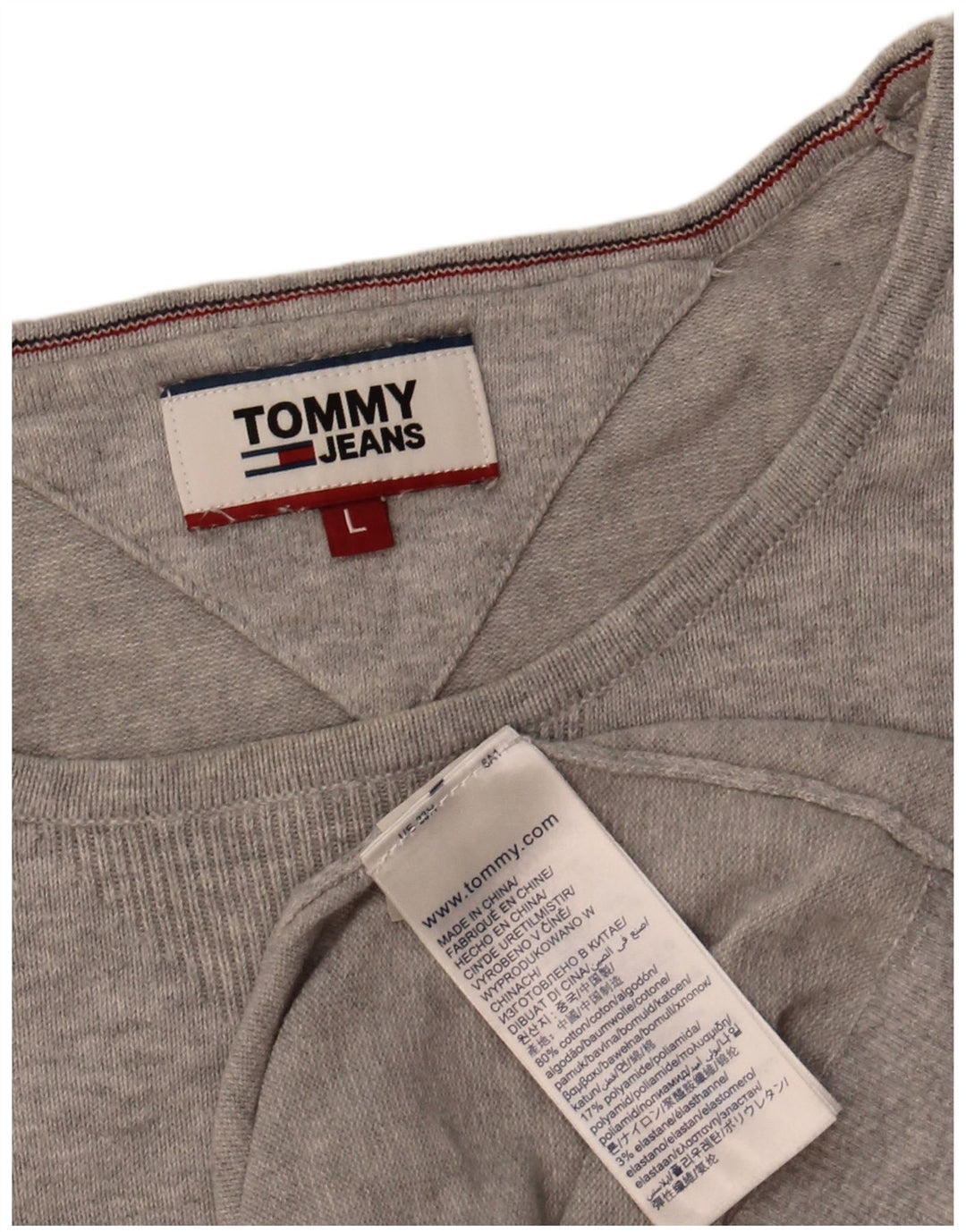 Suéter masculino TOMMY HILFIGER com gola redonda, grande algodão cinza