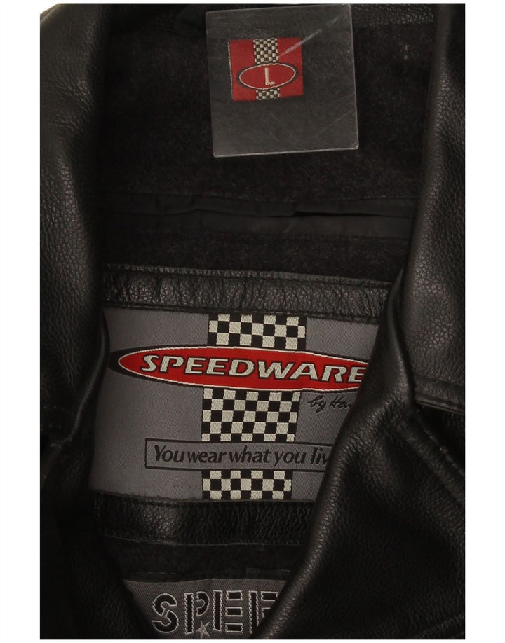 Jaqueta masculina de couro HEIN GERICKE para motociclista Reino Unido 40 grande couro preto