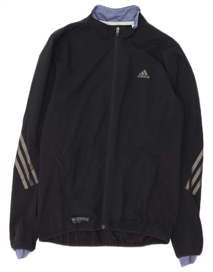 ADIDAS Womens Running Tracksuit Top Jacket UK 10 Pequeno Poliéster Preto