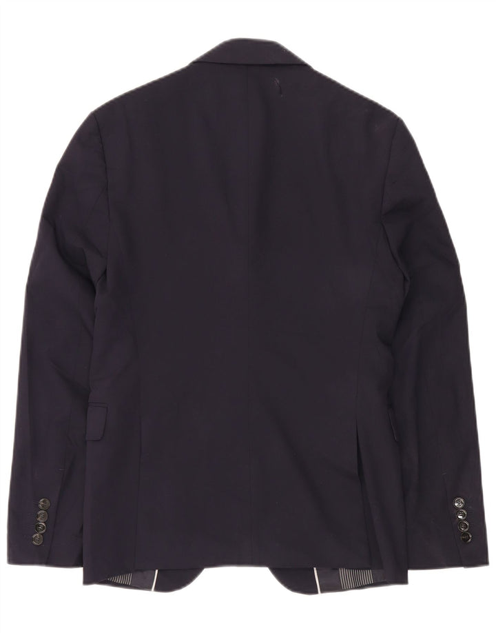 Jaqueta blazer masculina Zara com 2 botões EU 44 XS azul marinho poliéster