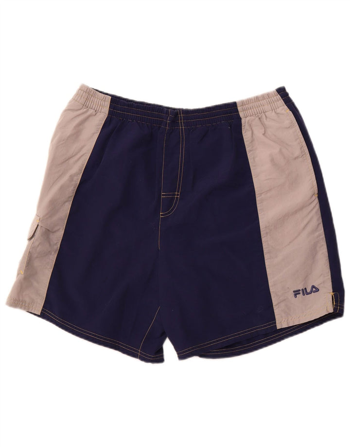 Shorts de banho masculino Fila Cargo XL azul marinho Colourblock poliamida