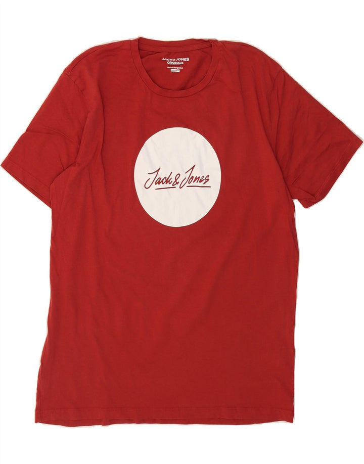 JACK & JONES Mens Regular Fit Graphic T-Shirt Top XL Burgundy Cotton Vintage Jack & Jones and Second-Hand Jack & Jones from Messina Hembry 