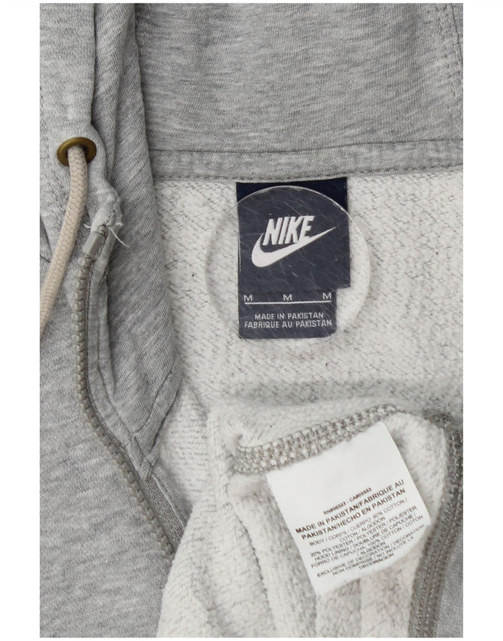 Suéter masculino Nike com capuz e zíper cinza médio algodão manchado