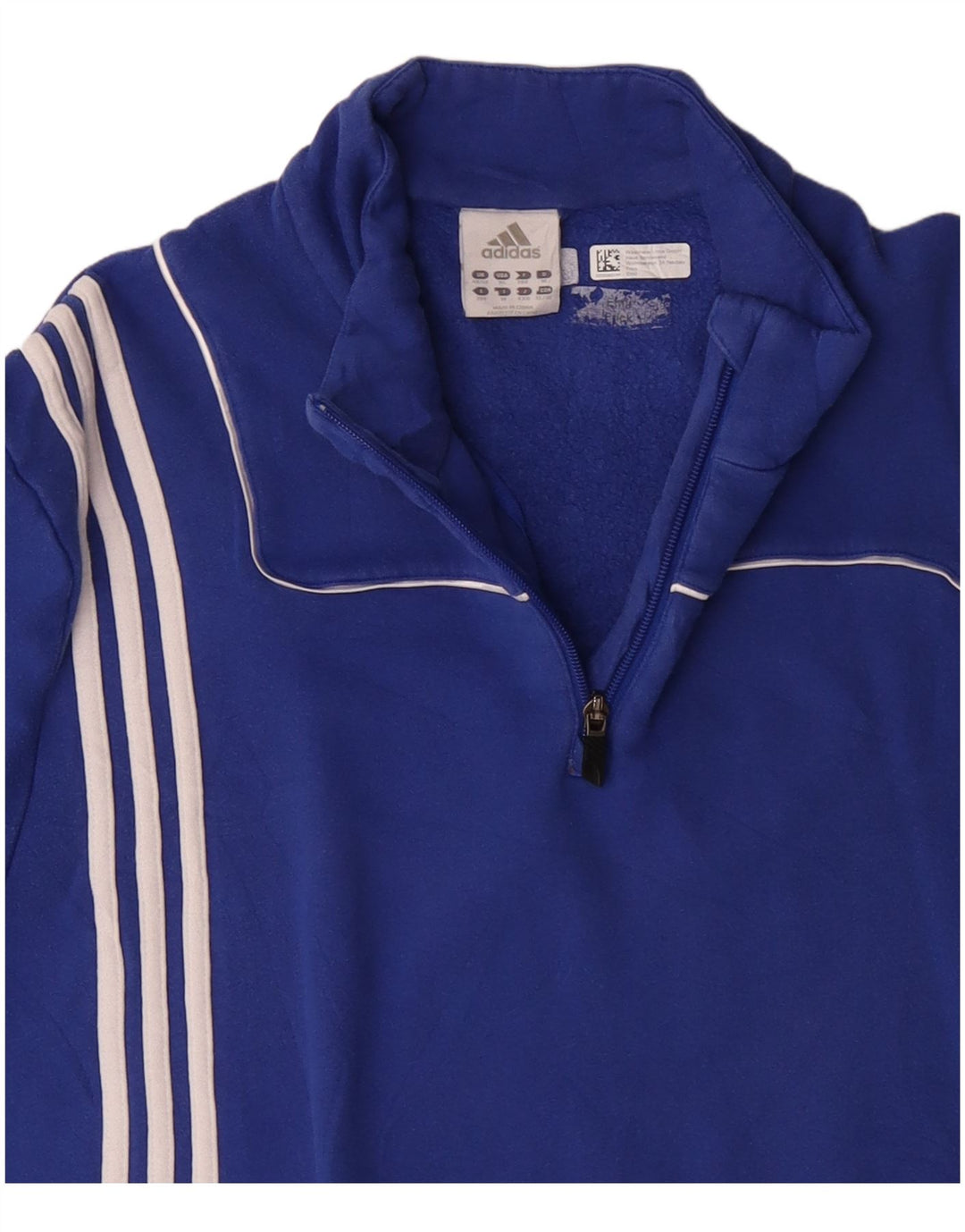 ADIDAS Mens Zip Neck Moletom Jumper UK 48/50 XL Azul