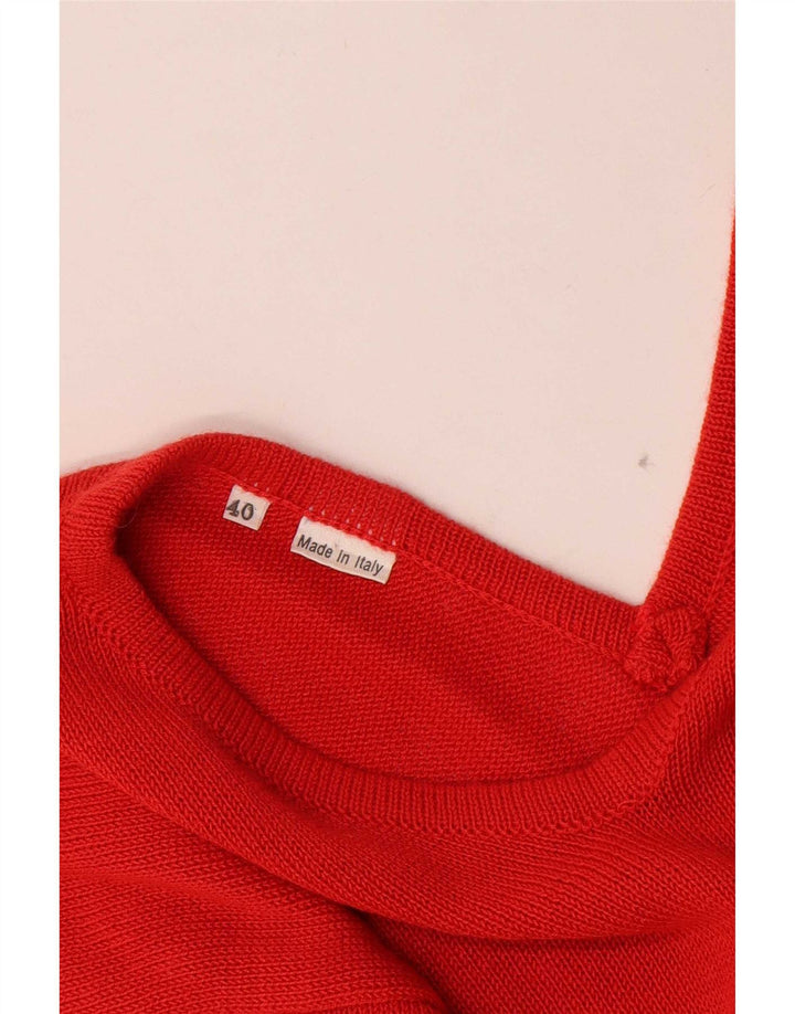 Suéter feminino vintage grande com decote em V IT 40 listrado vermelho pequeno