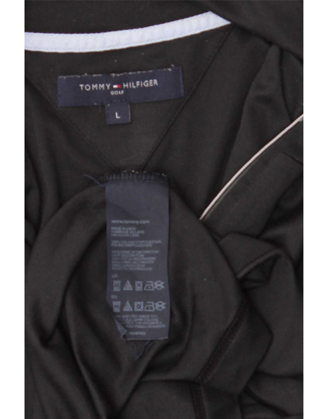 Tommy Hilfiger Mens Zip Neck Top Manga Longa Grande Poliéster Preto
