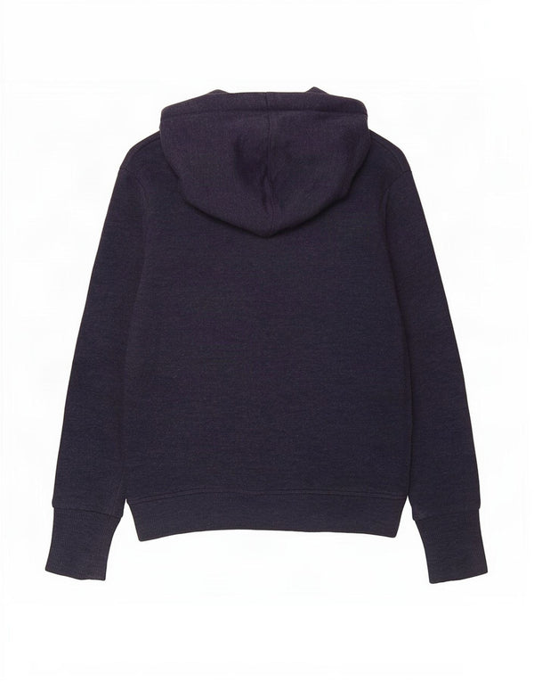 Suéter com capuz feminino Superdry UK 10 pequeno algodão azul marinho