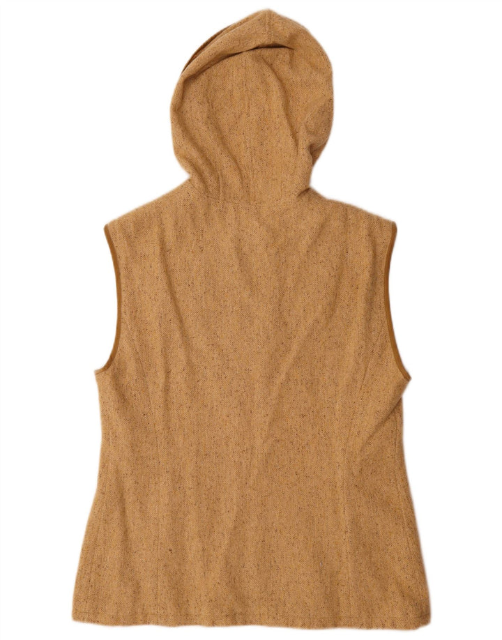 Colete feminino vintage com capuz IT 46 grande bege manchado