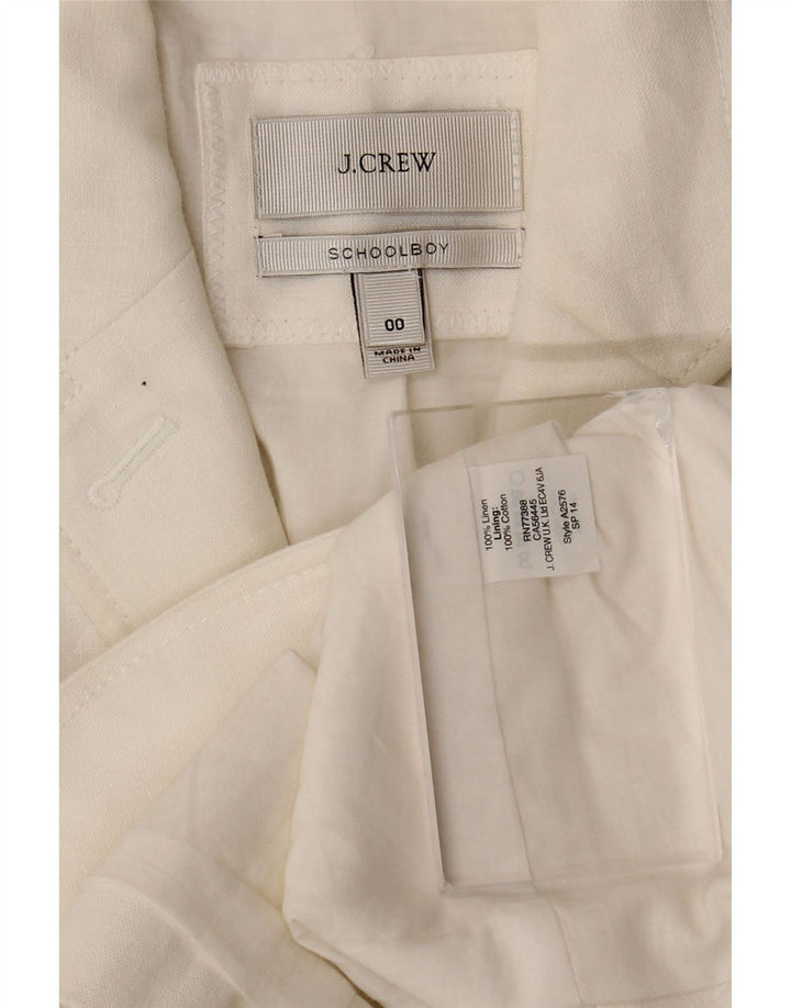Jaqueta blazer feminina J. Crew com 2 botões US 00 2XS linho branco