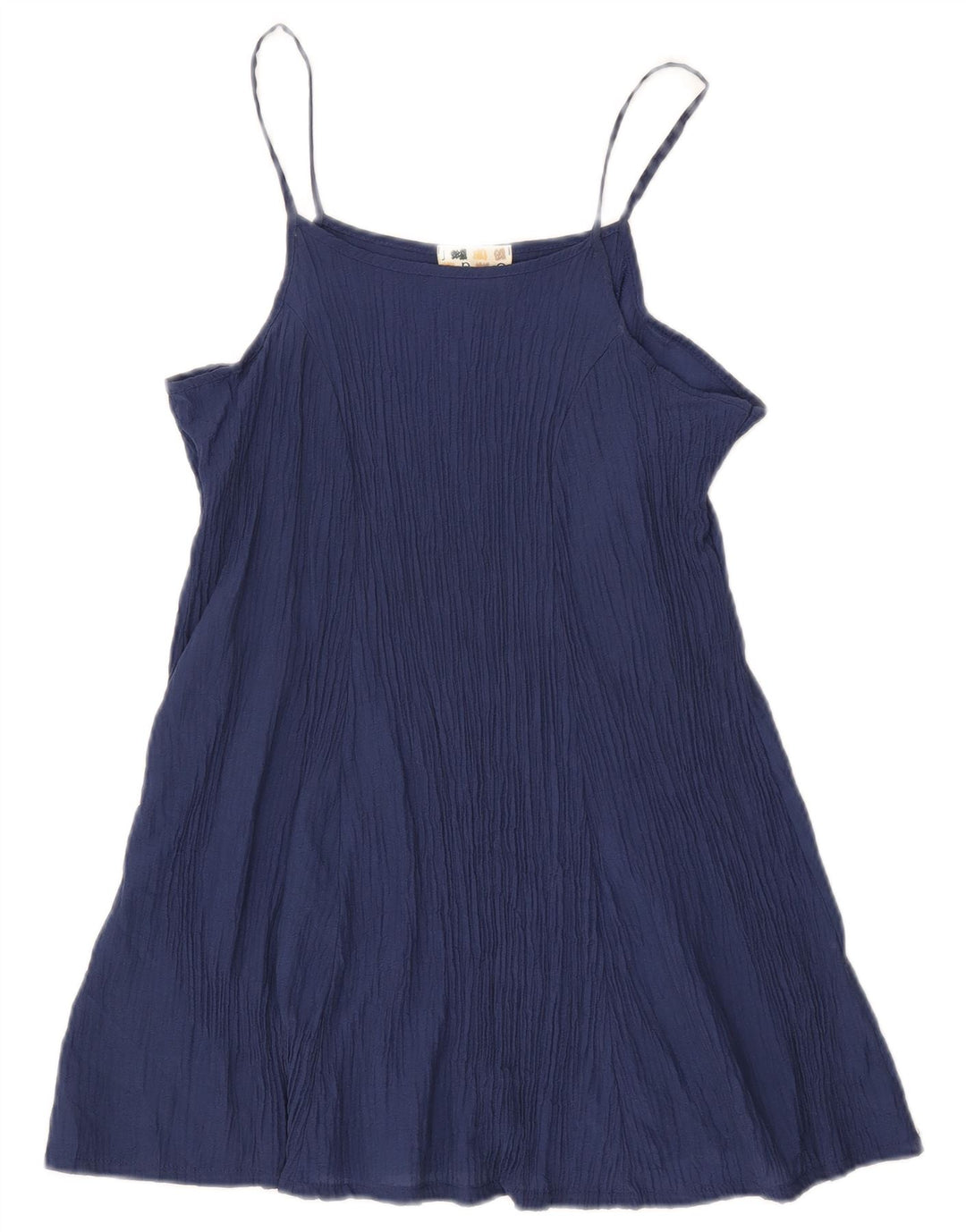 Vestido deslizante feminino VINTAGE Reino Unido 14 grande viscose azul marinho