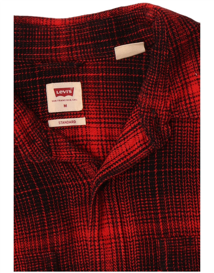 Camisa masculina de flanela padrão LEVI'S de algodão xadrez vermelho médio