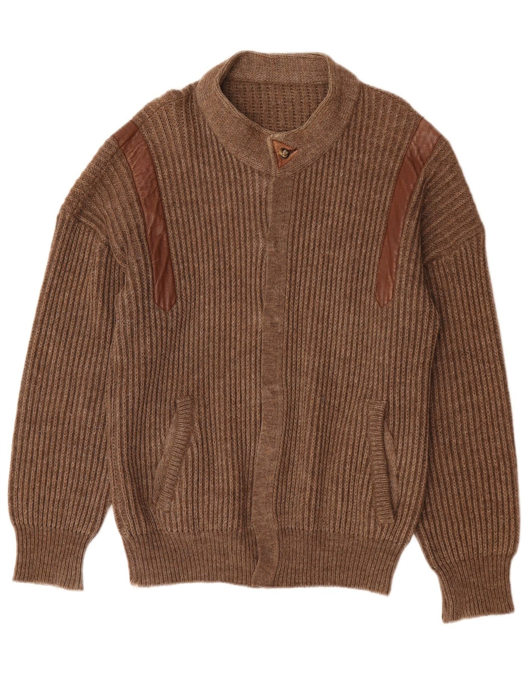 Suéter Cardigan Masculino Vintage Grande Marrom