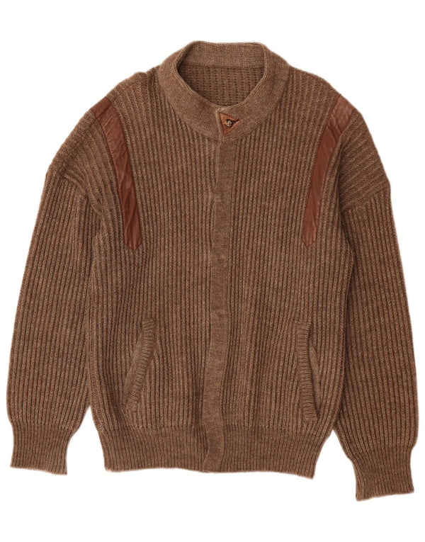 Suéter Cardigan Masculino Vintage Grande Marrom