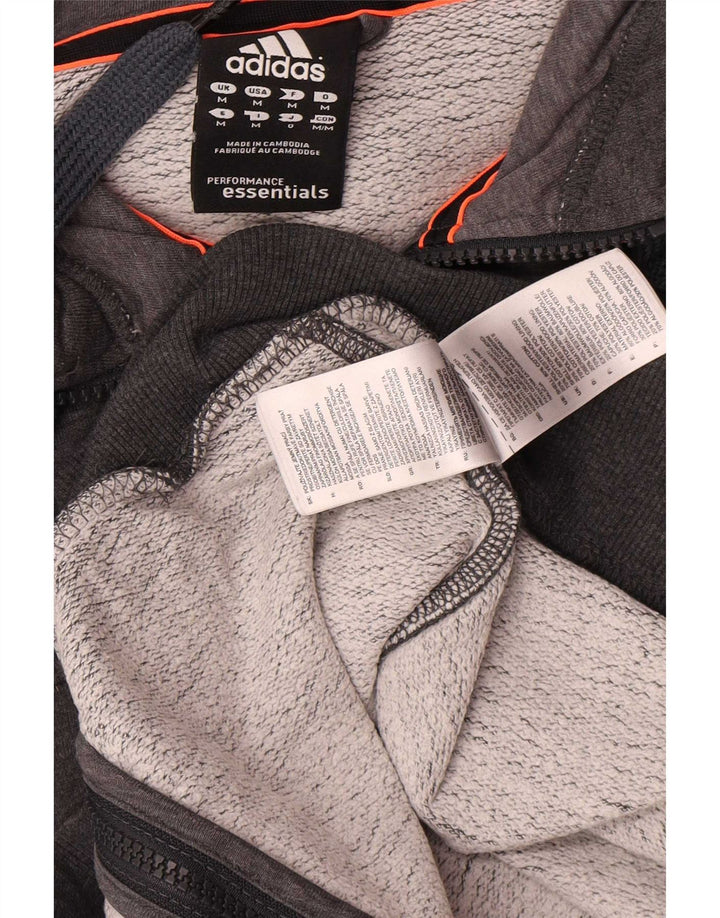 Adidas masculino zip moletom com capuz médio algodão cinza