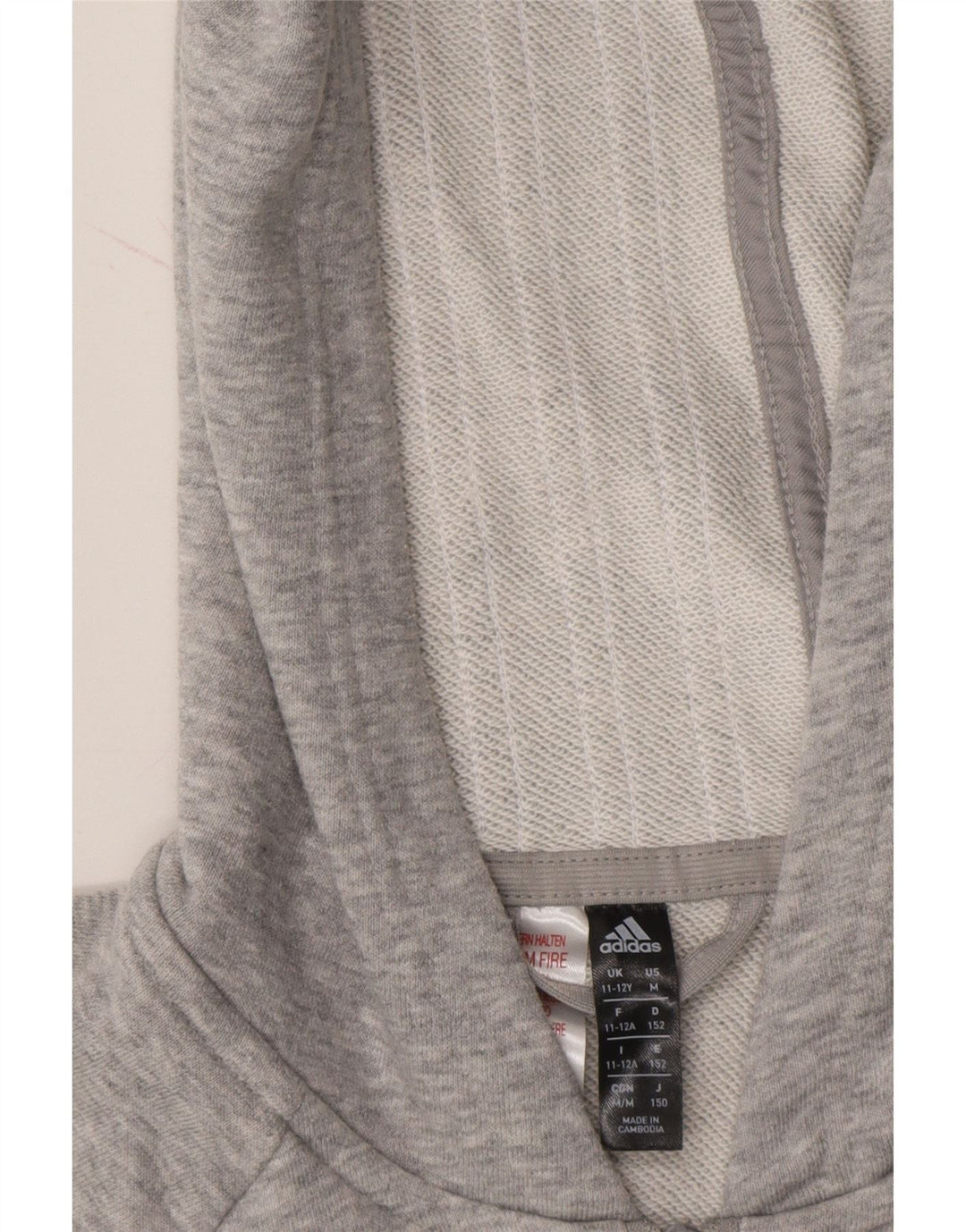 ADIDAS Boys Zip Hoodie Sweater 11-12 Years Grey Cotton Vintage Adidas and Second-Hand Adidas from Messina Hembry 