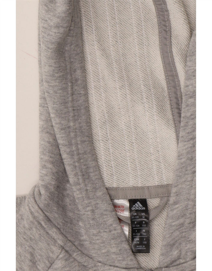 ADIDAS Boys Zip Hoodie Sweater 11-12 Years Grey Cotton Vintage Adidas and Second-Hand Adidas from Messina Hembry 