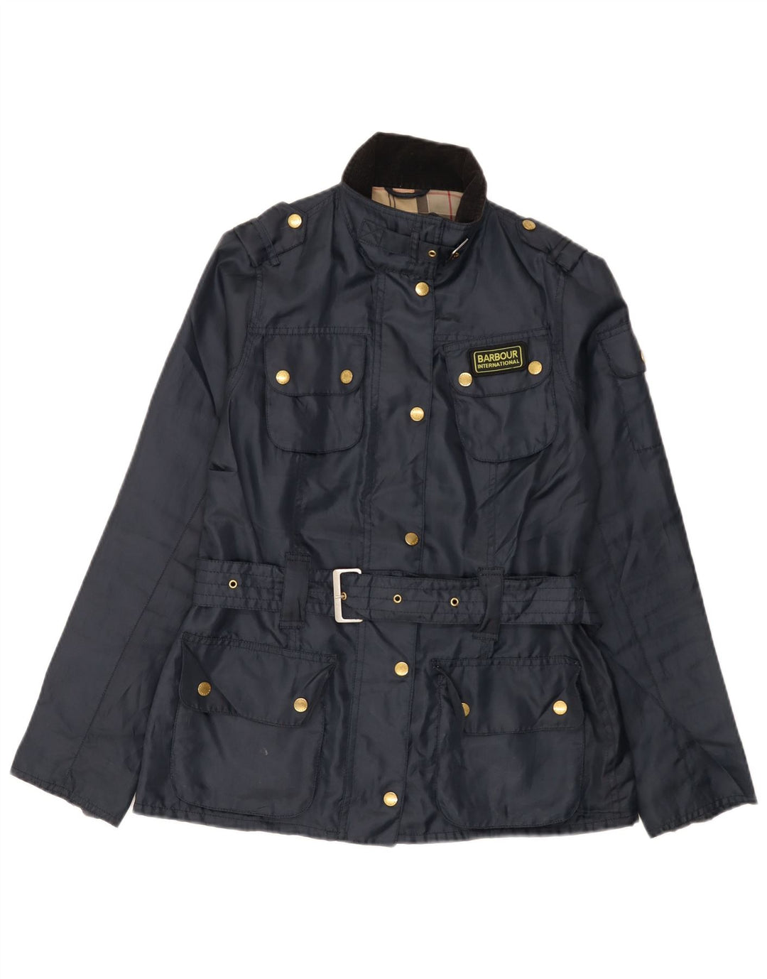 Jaqueta utilitária feminina Barbour UK 10 poliéster azul marinho pequeno
