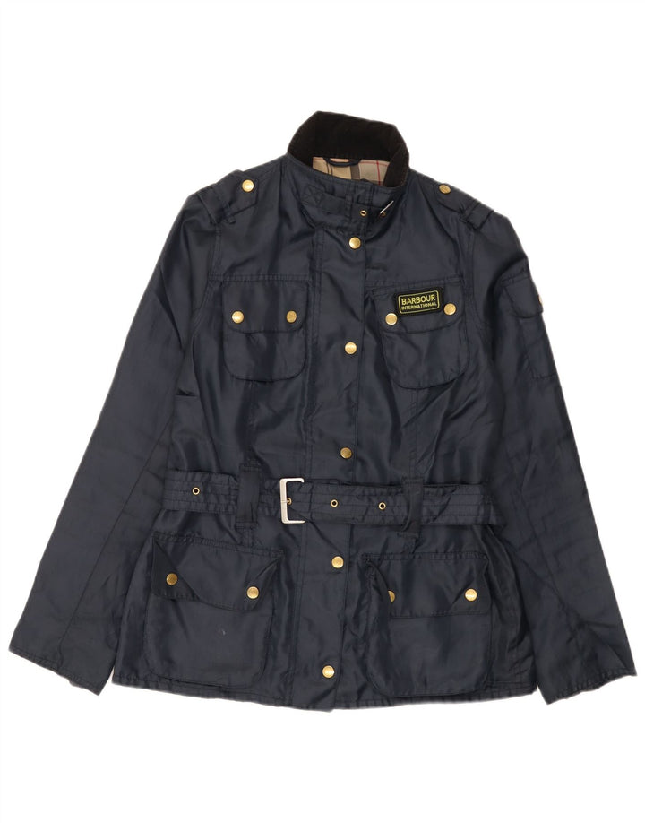 Jaqueta utilitária feminina Barbour UK 10 poliéster azul marinho pequeno