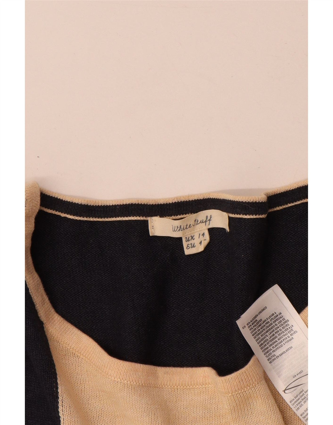 Suéter feminino com gola canoa White Stuff Reino Unido 14 grande multicolorido