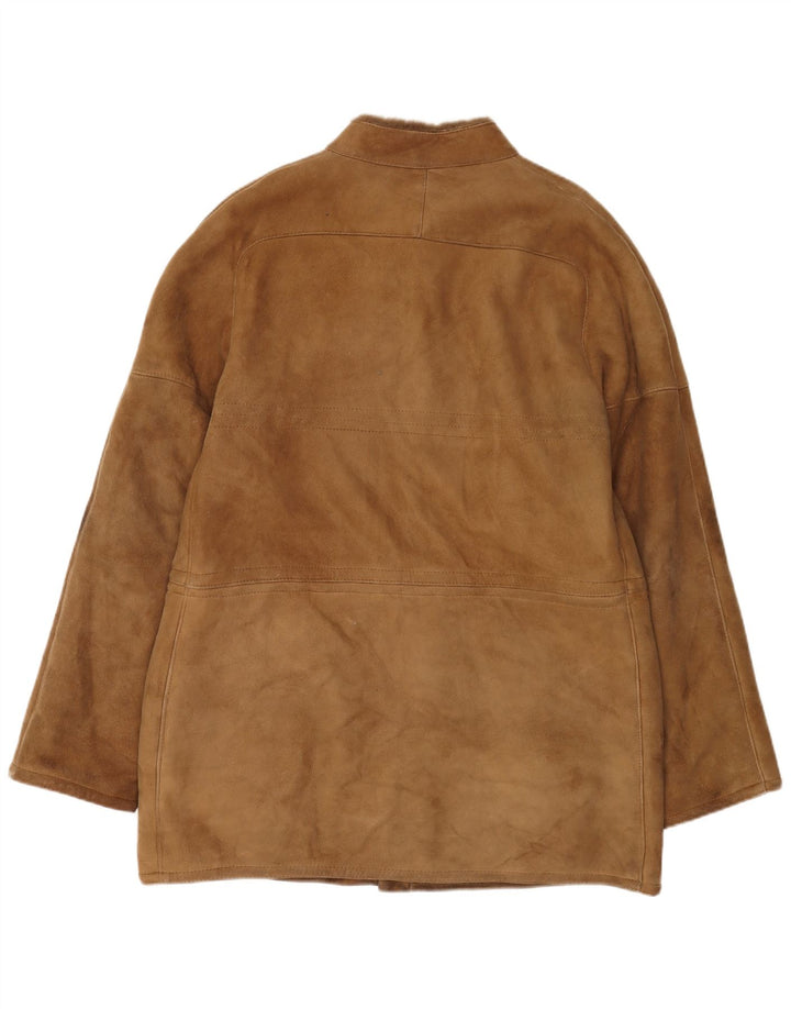 Sobretudo masculino vintage de shearling IT 54 2XL bege