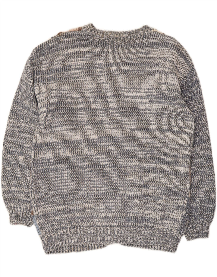 Suéter cardigã feminino PARAMOUR tamanho único azul patchwork rami