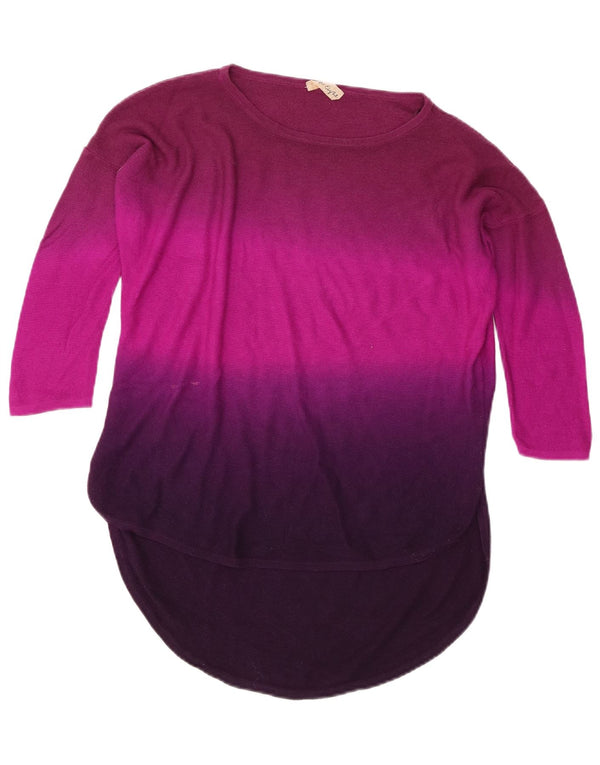 Top feminino Phase Eight manga 3/4 UK 16 grande roxo colorblock viscose