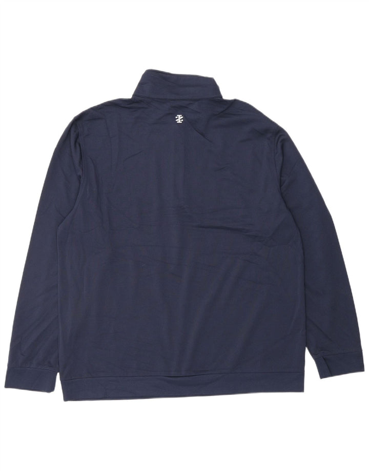 Suéter masculino IZOD com zíper e gola grande poliéster azul marinho