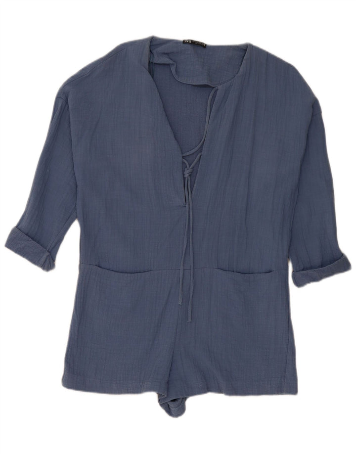 Zara Womens Playsuit Oversized UK 10 Pequeno Azul