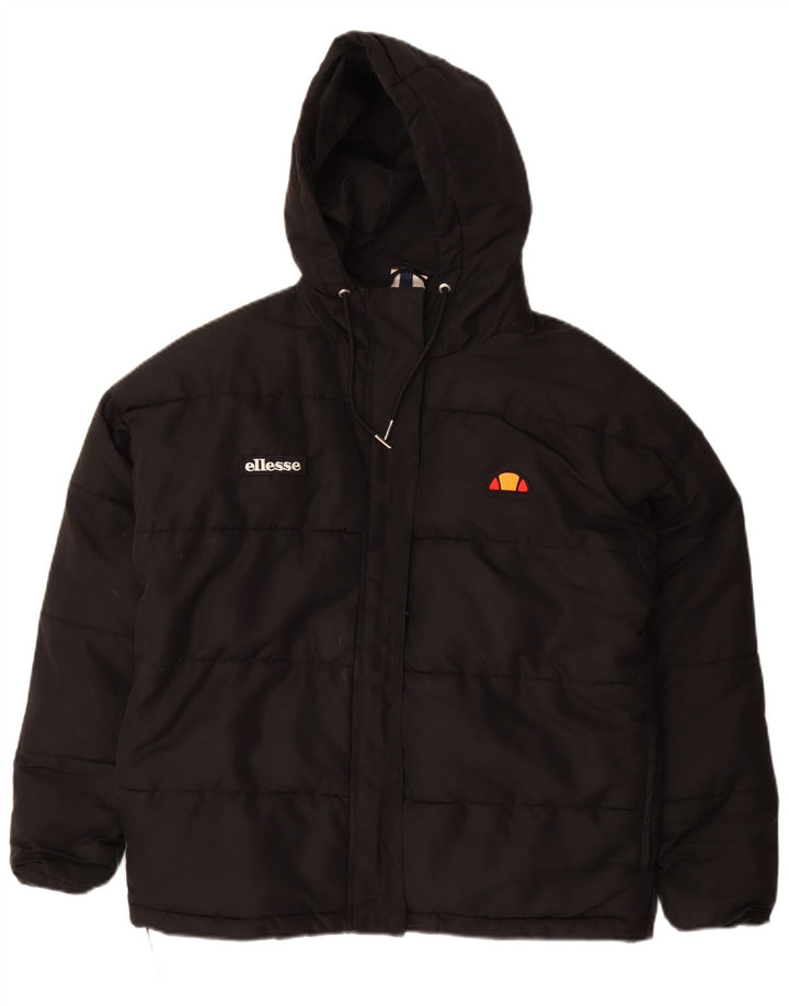 Jaqueta feminina Ellesse com capuz grande e acolchoada UK 8 poliéster preto pequeno