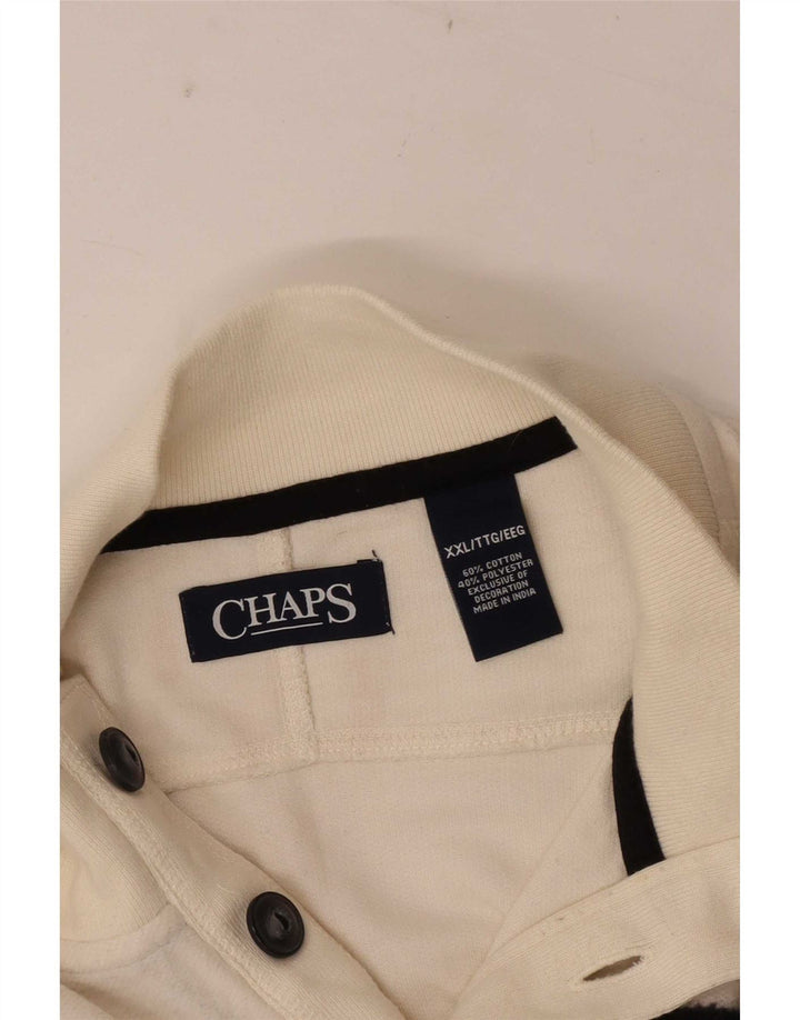 Moletom masculino Chaps com gola e botão 2XL algodão colorblock branco